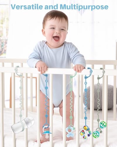 LittleHugs Toy Straps for Stroller, Silicone Baby Tether Pacifier Clip, No Throw Travel Leash for High Chair, Car Seat (Boy-3 Pack) - Image 4