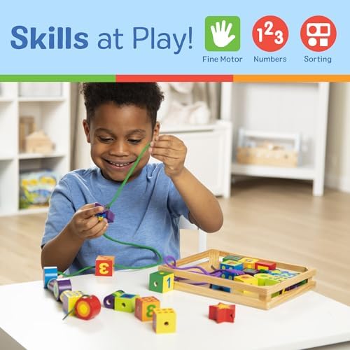 Melissa & Doug Deluxe Wooden Lacing Beads - Educational Activity with 27 Beads and 2 Laces - Image 5