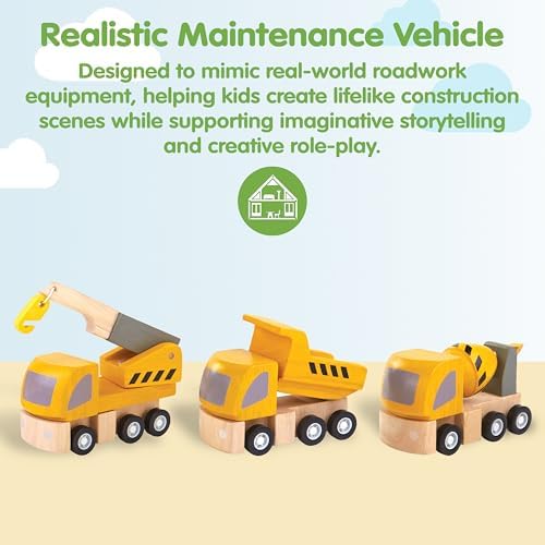 PlanToys® Highway Maintenance Wooden Montessori Vehicle Imaginative Kids Set - Image 2