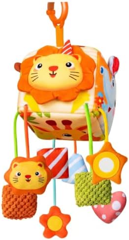 Baby Tissue Box Toy, Montessori Car Seat Toys for Babies - Detachable Hanging Pram Toy with Sensory Attachments, Orange by Unknown
