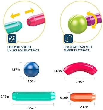 Ferthor Fun Magnetic Balls and Rods Set Building Blocks Magnets for Kids,Learning & Education Toys,Magnetic Sticks Blocks,Montessori Toys for Toddlers,Boys&Girls Gifts (64pcs) - Image 5