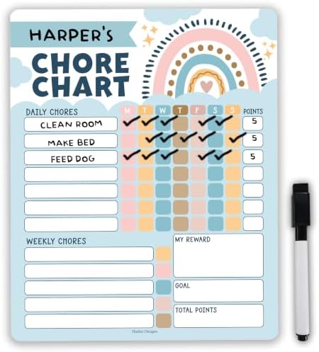Magnetic Chore Chart for Kids Dry Erase Reward Chart for Home and Classroom by HadleyDesigns