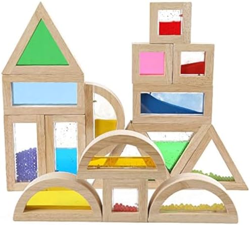 Large Wooden Building Blocks for Toddlers Baby Kids 16 Pcs Rainbow Blocks Geometry Sensory Stacking Construction Toys Set Colorful Preschool Learning Educational Toys for Boys & Girls… by Kvintes