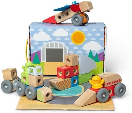 Melissa & Doug Blockables Vehicles Connectable Wooden Blocks by Unknown