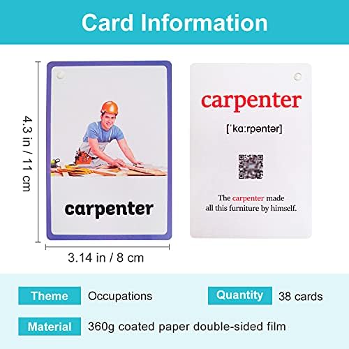 Lilias Occupations Flash Cards, Toddler Learning Toys, Preschool Learning Toys, Homeschool Supplies, Learning Supplies for Kindergarten, 4.3 X 3.14 Inch, 38 Cards in Set - Image 2