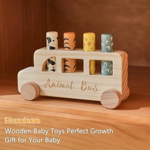 Wooden Pop Up Toys for Babies | STEM Montessori Toys Color Animal Bus for Toddlers | Preschool Learning Toddler Educational Gifts for Kids Boys Girls | Baby Toy Games - Image 6