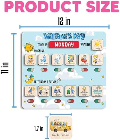 Wooden Chore Chart for Boys, Daily Routine Chart for Kids, Visual Schedule, Chore Reward Chart, Bedtime Morning Routine Chart for Toddlers (04) - Image 4