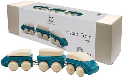 PlanToys® Hybrid Train Wooden Montessori Vehicle Kids Play Set for Kids by PlanToys