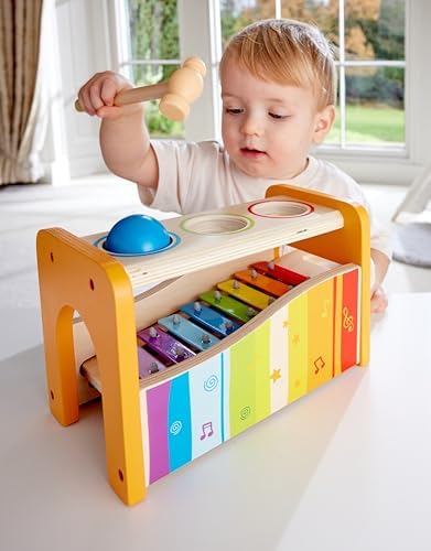 Hape Pound & Tap Bench with Slide Out Xylophone - Award Winning Durable Wooden Musical Pounding Toy for Toddlers - Image 4