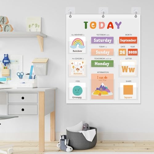 Daily Morning Board,Circle Time Calendar,Classroom Supplies, Interactive Learning Chart for Preschool & Kindergarten, Includes Weather, Feelings, and Affirmations Board - Image 5