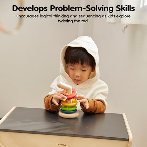 PlanToys® Twist & Sort Wooden Stacking Toy for Toddlers Ages 2+ Montessori - Image 6