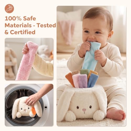 Baby Bunny Tissue Box Toy,Montessori Sensory Toys for Babies 6-12 Months - Image 7