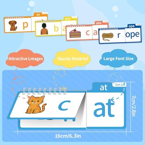 Phonics Flash Cards & Word Family Build Book Fun Kids Flip Books - Image 6