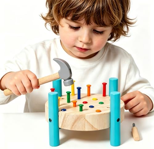 STEM Montessori Wooden Pounding Hammer Toy for Toddler Early Development by Unknown