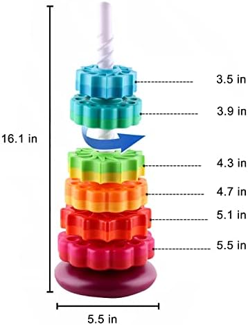 Baby Spinning Toy, Stacking Toy for Babies and Toddlers, Educational Toddler Learning Toys, Rainbow Spinning Wheel Toy for Focus, Dexterity, Brain Development, Interactive Learning stacking toys - Image 2