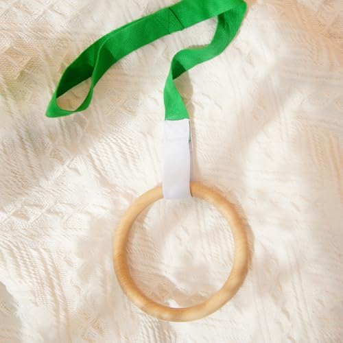 Baby Pull Ring, Wooden Activity Ring with Strap, Early Development Toy - Image 3