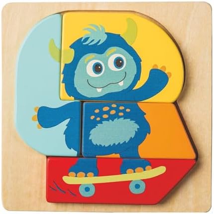 Mary Meyer LittleWood Toddler Puzzle – Educational Wooden Toy for 18+ Months – Preschool Gift for Boys & Girls, 6 x 6-Inches, Blink Monster by MaryMeyer