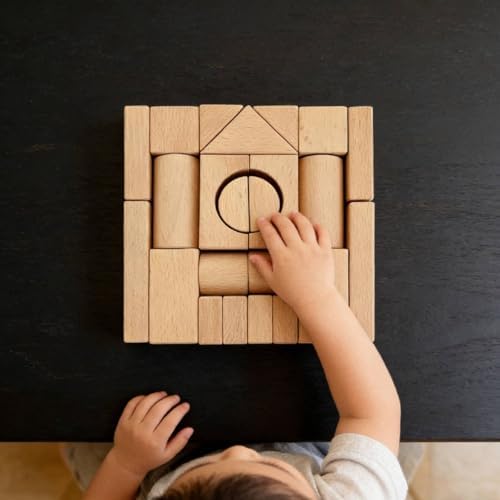 Wooden Building Blocks Educational Toy Set Building Stacking Blocks with Beech Wood Natural Texture for Open Ended Construction Suitable for Preschool Centers Creative Challenges - Image 3