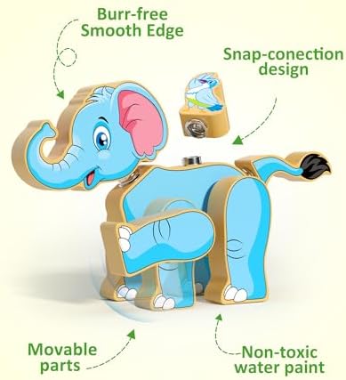 Coogam Wooden Snap Together Building Toy, Take Apart Construction Builders, Assembly Animal Building Blocks, STEM Fine Motor Learning Toy Gift for 3 4 5 Years Old Kids - Image 5