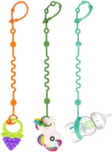 LittleHugs Toy Straps for Baby, Adjustable Toy Holder for Stroller Accessories, Silicone Tether Pacifier Clip, No Throw Travel Essential Leash for High Chair, Car Seat (3- Pack) by LittleHugs