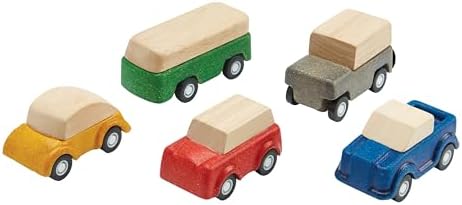 PlanToys® Car Set Wooden Montessori Vehicle Kids Indoor Outdoor Play Toy by PlanToys