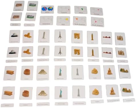 ancona World Landmarks and Continents Geography Learning Set,Spanish/Simplified Chinese with Pinyin Bilingual, Montessori Preschool Memory Matching Game Box - Image 6