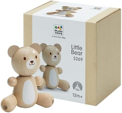 PlanToys® Little Bear Wooden Baby Rattle & Grasping Toy Montessori Infant by PlanToys
