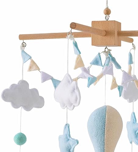 predolo Baby Crib Mobile, Felt Ball Wind Chimes Hanging Decoration, Nursery Decor, Montessori Baby Bedroom Ceiling Wind Chime for Infant Boys Girls, Style A - Image 2