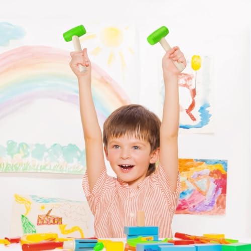 1Pcs Toy Hammer Simulation Wooden Hammers Plastic Toddler Hammer SmallPortable Kids Maintenance Tools Toys Pretend Fake Mallet Hammers for Boys Girls（Green） - Image 6