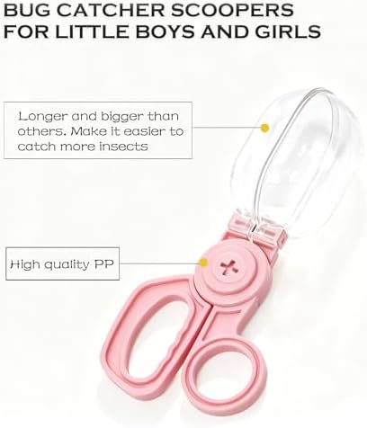Pink Bug Catcher Kit for Kids – 2 Scoopers & 2 Insect Habitat Jars with Clip-on Hook, Outdoor Exploration Set for Catching and Observing Bugs, Fine Motor Skills Toy for Toddlers - Image 3
