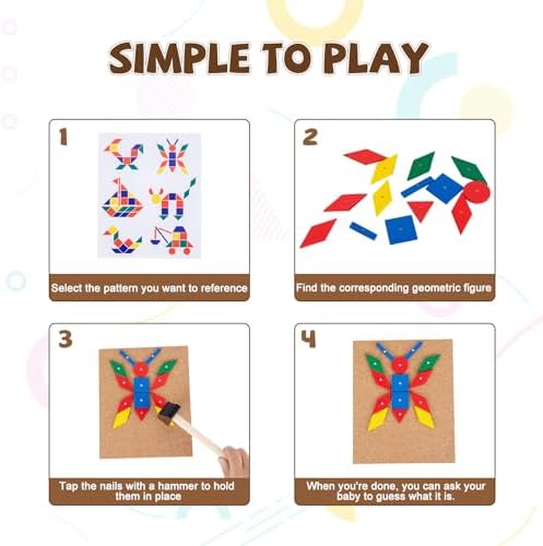 Adena Montessori Hammer & Nail Pegboard Toy, 4-6y - Image 3