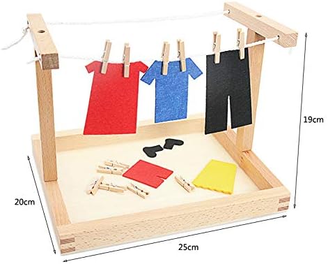 Montessori Wooden DIY Mini Simulation Clothes Drying Frame Clothes Suit Toys for Kids Children Basic Life Practice Training Toy - Image 5