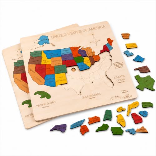 USA Map Wooden Jigsaw Puzzle for Kids | 44 Puzzle Pieces | Learning & Educational Toy Gift for Boys & Girls (ASTM Safety Rating: 3+ Years) - Image 4