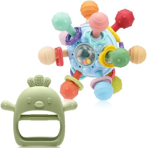2 Pack Baby Teething Toys 0-6 6-12 Months, Silicone Teether Mitten & Ball by Unknown