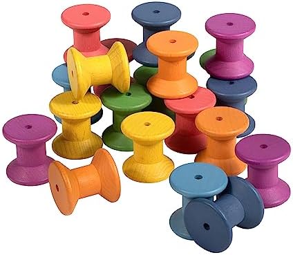 tickit Rainbow Wooden Spools, Set of 21, Assorted Colors, Loose Parts Play - Image 2