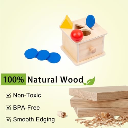 Adena Montessori Wooden Coin Box with Drawer Object Permanence 6-12 Months - Image 5