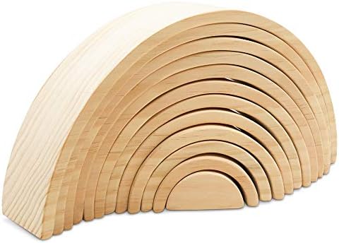 Large Wooden Rainbow Stacker Arches, Set of 12 pcs., Natural and Unfinished Stacking Rainbow, by Woodpeckers - Image 2