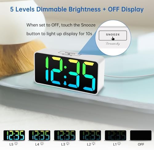 DreamSky Small Digital Alarm Clock for Bedroom, RGB Desk Clock for Kid Girl - Image 5