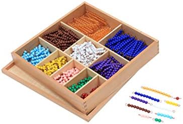 Adena Montessori Bead Set - Montessori Educational Materials, Numbers Theme, Ages Kid, 55 Sets of Colored Bead Bars (1-10)