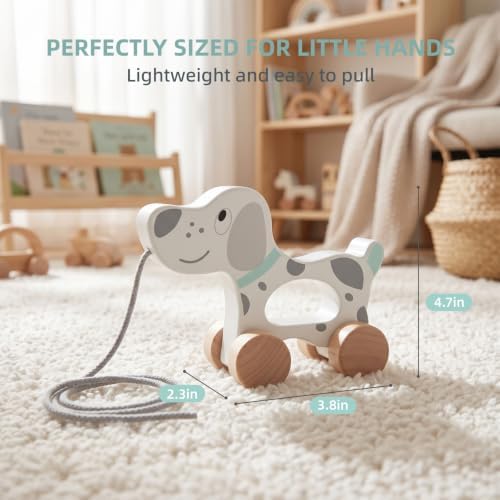 Baby Toys Car,Wooden Pull Along Toy for Toddlers 1 2 3 Year Olds - Image 3
