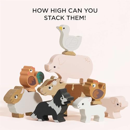Le Toy Van Petilou Wooden Sunny Farm Stacking Animals and Bag - Image 6