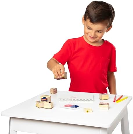 Melissa & Doug Deluxe Wooden Stamp and Coloring Set – Vehicles (30 Stamps, 6 Markers, 2 Durable 2-Color Stamp Pads) - Image 3