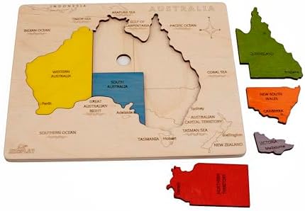 Australia Map Wooden Jigsaw Puzzle for Kids | 6 Puzzle Pieces | Learning & Educational Toy Gift for Boys & Girls Ages 3 Years and Above - Image 4