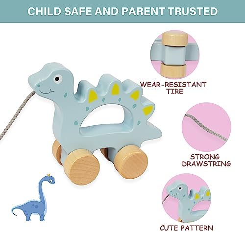 Baby Toys Car,Wooden Pull Along Toy for Toddlers 1 2 3 Year Olds - Image 3