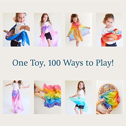 Sarah's Silks Enchanted Playsilk, 100% Silk Scarves for Kids and Toddlers, Sensory Toys | Bright Square Scarves, Montessori Waldorf Toys for Imaginative and Pretend Play - Fire - Image 2
