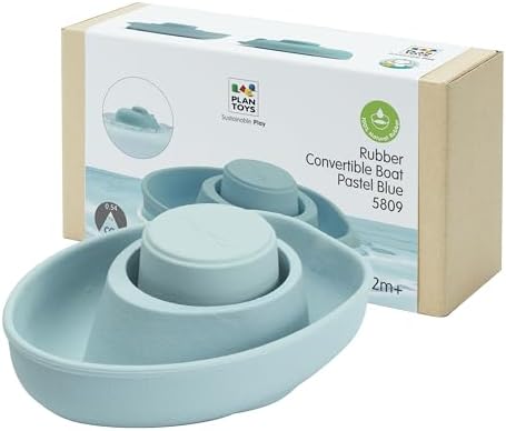 PlanToys® Pastel Blue Rubber Convertible Boat Water & Bath Play Toy Kids by PlanToys