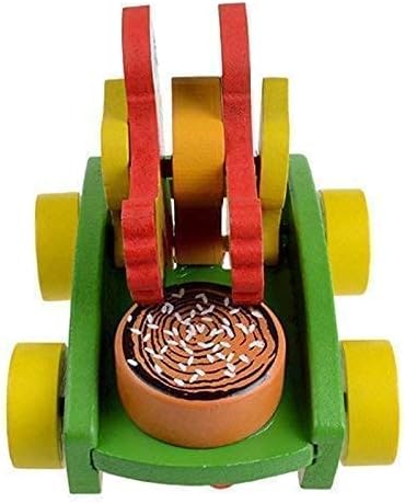 Wooden Pull Along Cock ( Hen ) Toy Car Walking Vehicles with Attached String for Toddlers Kids Multicolor - Image 3