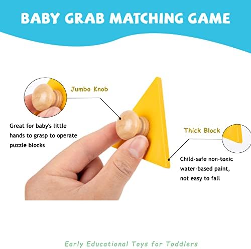 Montessori Toys for Babies 6-12 Months Wooden Shape Puzzles for Toddlers 1-3,Jumbo Knob Baby Puzzles for Easy Grasp,Color & Shape Sorter - Montessori Puzzle Preschool Learning Toys(5 Geometric Shape) - Image 4
