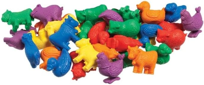 Farm Animal Counters, Set of 24 4 Different Animals (Cow, Duck, Pig, and Chicken) in six Bright, stimulating Colors by Didax
