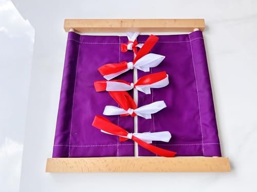 Premium Montessori Ribbon Tying Dressing Frame – Solid Beechwood Practical Life Material, Learn to Tie Bows & Knots, Fine Motor Skills & Self-Care Activity for Toddlers, Homeschool Classroom Kids 3-6 - Image 5